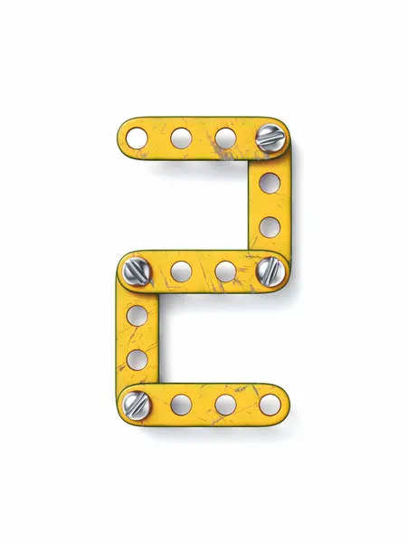 Aged Yellow Constructor Font Number Two Rendering Illustration Isolated White Royalty Free Stock Photos