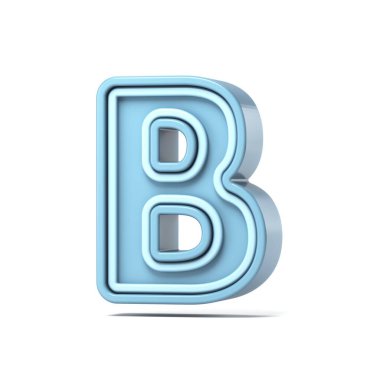 Pastel mavi yazı tipi Harf B 3D resimleme beyaz arkaplan üzerinde izole