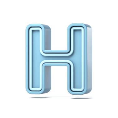 Pastel mavi yazı tipi Harf H 3D resimleme beyaz arkaplan üzerinde izole