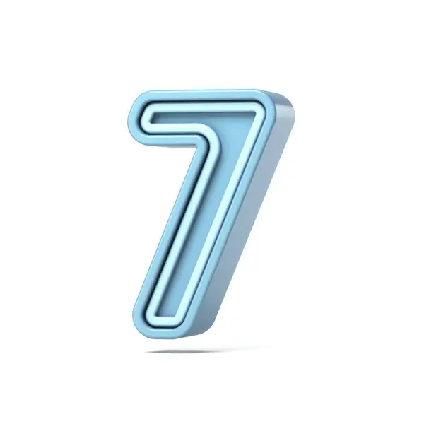 stock image Pastel blue font Number 7 SEVEN 3D rendering illustration isolated on white background