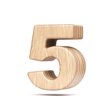 Beyaz arkaplanda 5. 5. 5. 5. 3. D resimleme yazı tipi izole edildi