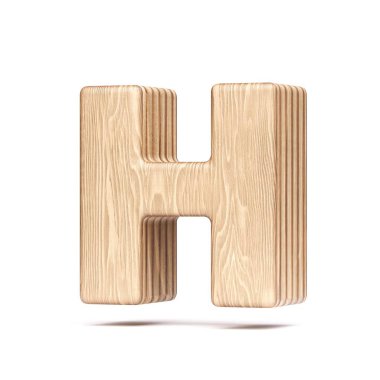 Beyaz arkaplanda izole edilmiş şekillendirme şekli H 3D harfi
