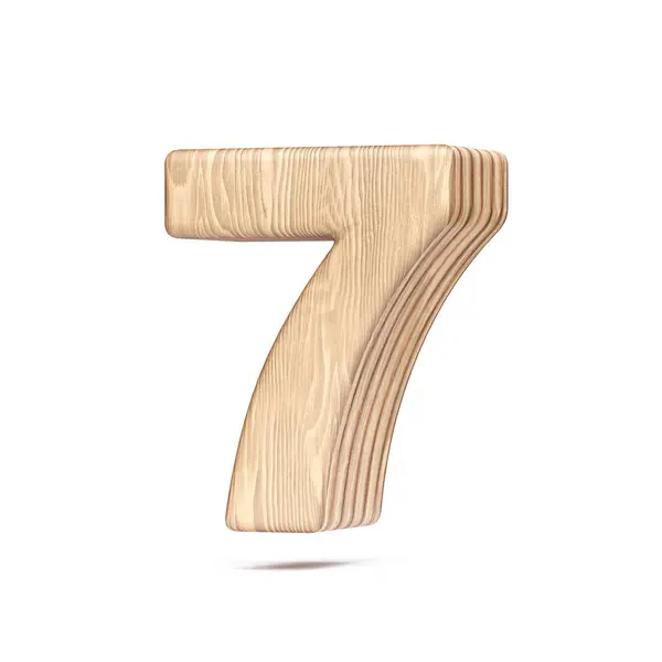 Stock image Plywood font Number 7 SEVEN 3D rendering illustration isolated on white background