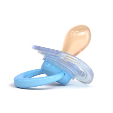 Beyaz arkaplanda mavi bebek emziği 3D görüntüleme