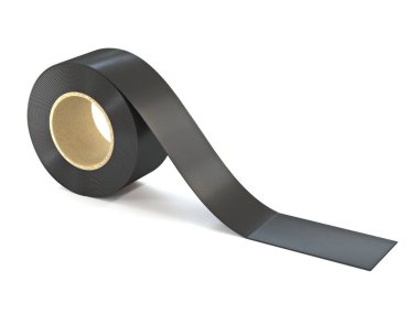 Siyah yapıştırıcı bant 3D görüntüleme beyaz arkaplanda izole edildi