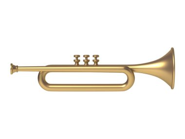 Basit trompet yan görünümü 3D görüntüleme beyaz arkaplan üzerinde izole edilmiş