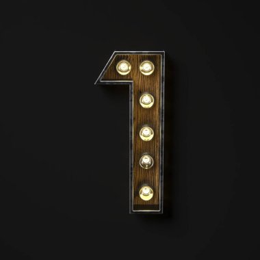 11.1 numara parlayan ampul resmi siyah arkaplanda izole edildi