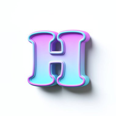 Pembe mavi gradyan yazı tipi Harf H 3D resimleme beyaz arkaplanda izole edildi