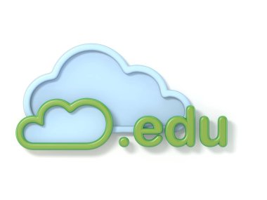 Alan adı EDU 3D görüntüleme resmi beyaz arkaplanda izole edildi