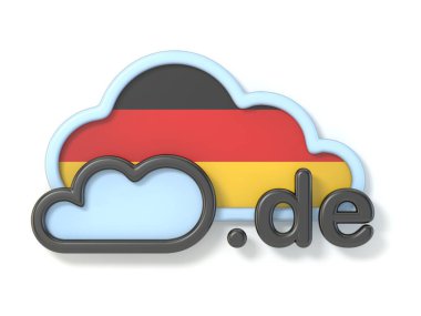 Alan adı DE 3D görüntüleme resmi beyaz arkaplanda izole edildi