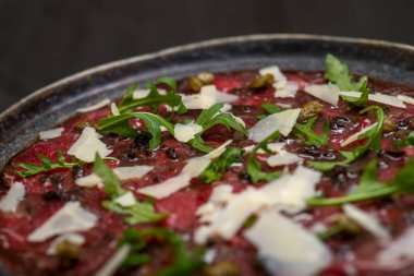 Lezzetli sığır carpaccio yakın çekim
