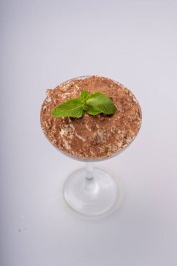 ice cream with mint and chocolate on a white background