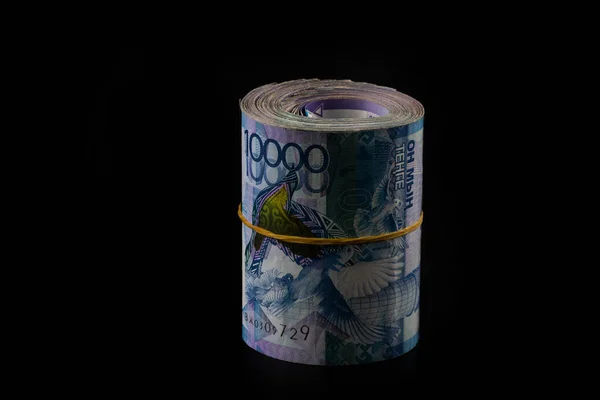 Hoprullad Bunt Kazakstanska Sedlar Valörer 000 Spänn — Stockfoto