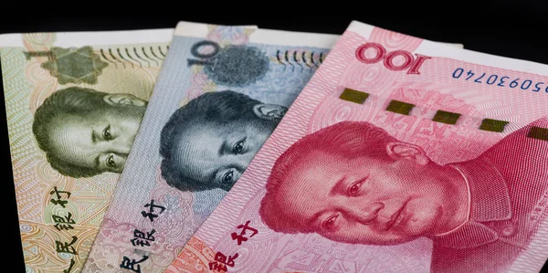 Sedlar Valörerna Och 100 Kinesiska Yuan — Stockfoto