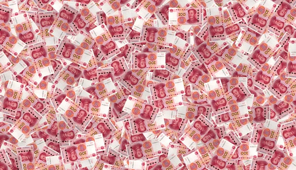 Many 100 Chinese Yuan Banknotes Portrait Chairman Mao — Stock Photo, Image