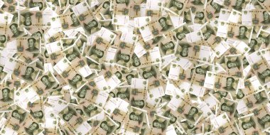 Başkan Mao 'nun portresiyle birlikte birçok Çin Yuan banknotunun arkaplan resmi.