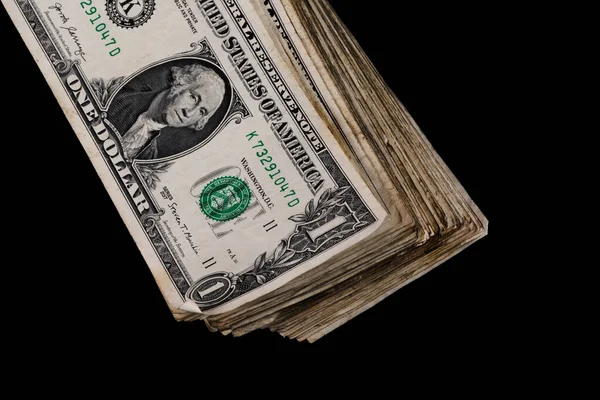 Bunt Sjabbiga Sedlar Valörerna Amerikansk Dollar Svart Bakgrund — Stockfoto