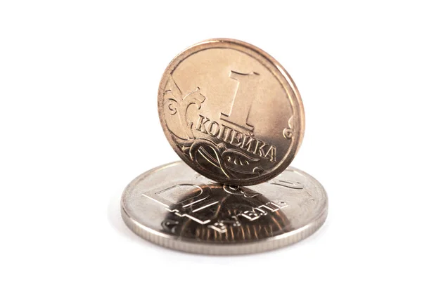 Ruská Žetonová Mince Hodnotě Kopecku Mince Symbolem Ruského Rublu — Stock fotografie
