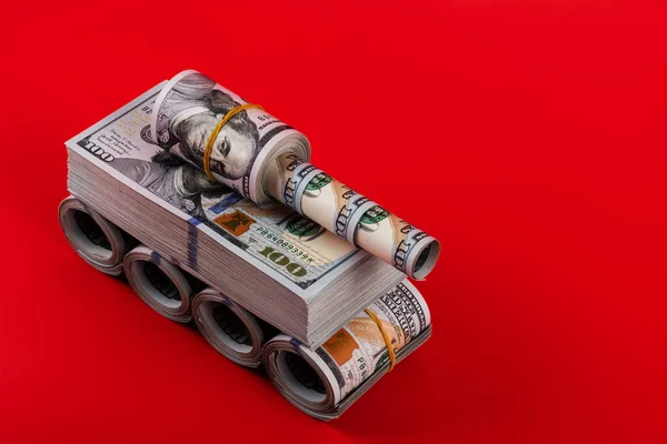 Conceptual Plot Profit Military Industrial Complex Tank Made American Dollars — Stock Photo, Image