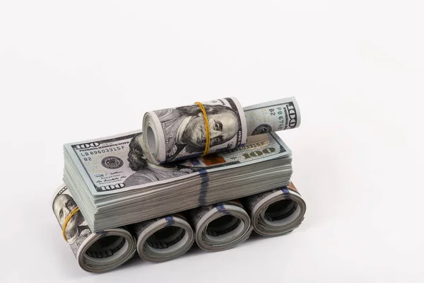 Conceptual Plot Profit Military Industrial Complex Tank Made American Dollars — Stock Photo, Image