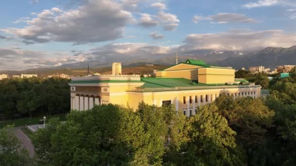 Aerial View Central Part City Almaty Opera Ballet Theater Summer — Stock Video