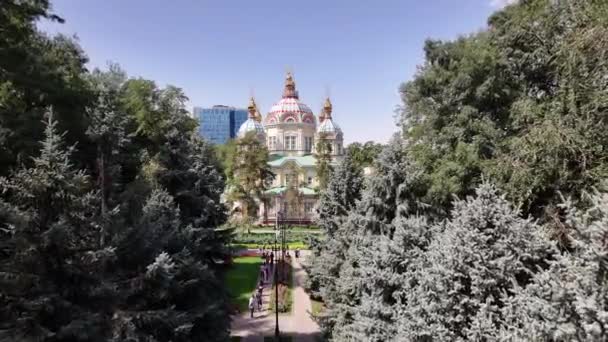 1907 Kazak Şehri Almaty Inşa Edilen Ortodoks Ahşap Yükselme Katedralinin — Stok video