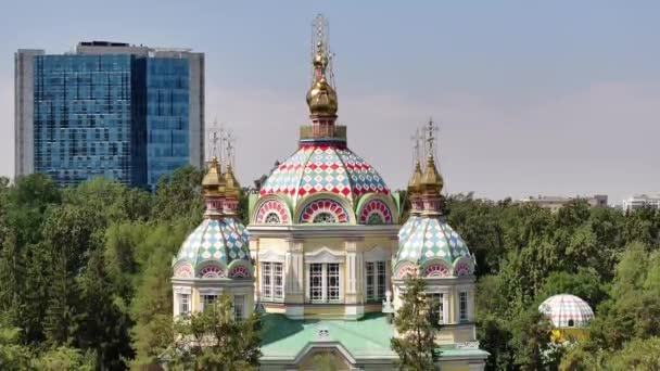 Квартальный Вид Православный Деревянный Вознесенский Собор Построенный 1907 Году Казахском — стоковое видео
