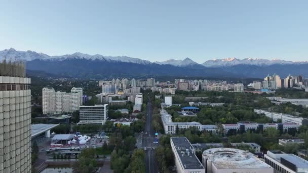 Almaty Kasachstan 2023 Blick Aus Einem Quadrocopter Auf Den Zentralen — Stockvideo