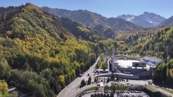 Almaty Kazakhstan 2023 Vue Depuis Quadcopter Patinoire Haute Montagne Medeu — Video