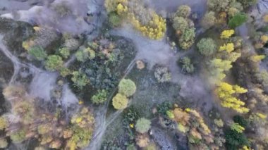 Issyk dağ nehrinin ağzındaki bir kuadkopterin, Kazak şehri yakınlarındaki Trans-Ili Alatau dağlarındaki bir göle aktığı görkemli bir manzara.