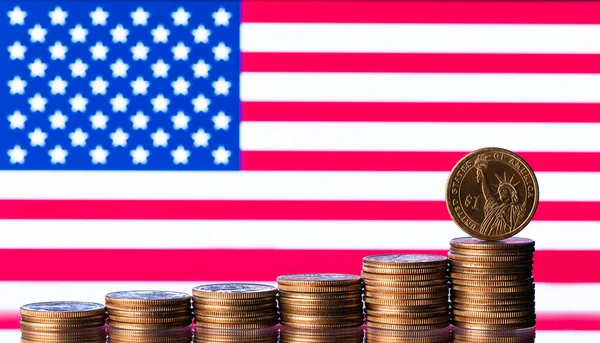 Coins American Flag — Stock Photo, Image