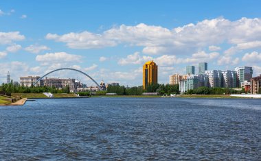 The Ishim River in the center of the capital of Kazakhstan, Astana clipart