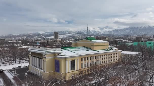 Almaty Kazakistan 2024 Vista Quadricottero Del Teatro Dell Opera Del — Video Stock