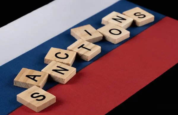 stock image Russian flag and the word 