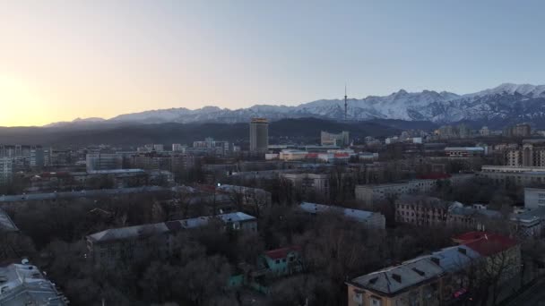 Vista Desde Quadcopter Parte Central Ciudad Más Grande Kazajstán Almaty — Vídeos de Stock