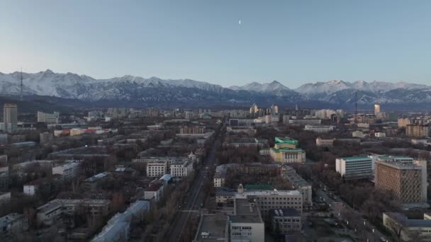Vista Desde Quadcopter Parte Central Ciudad Más Grande Kazajstán Almaty — Vídeos de Stock