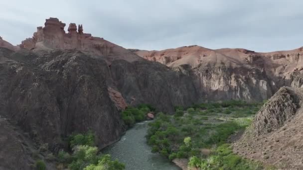 View Quadcopter Valley Castles Charyn Canyon Almaty Region Kazakhstan — Video