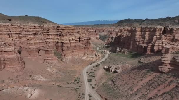Widok Kwadrantu Doliny Zamków Kanionu Charyńskiego Regionie Ałmaty Kazachstan — Wideo stockowe