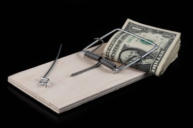 Fare kapanında yem olarak kullanılan 1 dolarlık banknotlar.