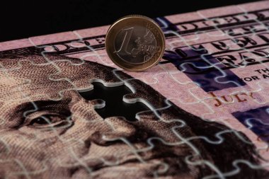 Bulmacalardan toplanan 100 dolar ve 1 avro para