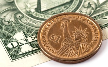 1 dolar ve 1 doların bir parçası.