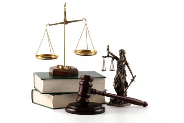 Bu figür, hakimin tokmağı ve beyaz arka plan kitabı.