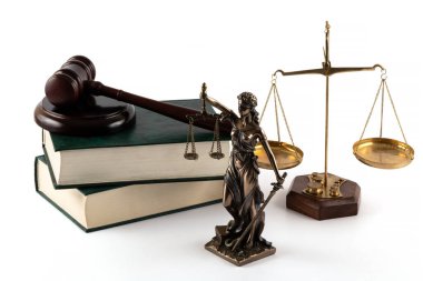 Bu figür, hakimin tokmağı ve beyaz arka plan kitabı.