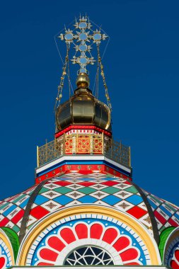 Ortodoks Yükseliş Katedrali 'nin kubbesi, 1907' de, Kazak şehri Almaty 'de ahşaptan inşa edildi.