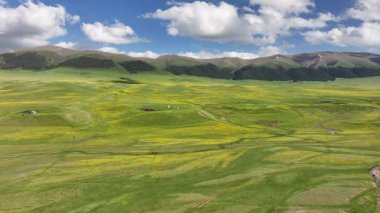 Kazakistan 'ın güneydoğusundaki Almaty bölgesinde bir bahar günü yüksek dağlık bir plato ve gözlemevi.