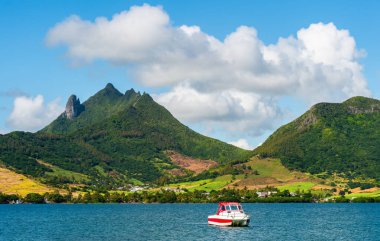 Picturesque mountain on the coast of Mauritius island