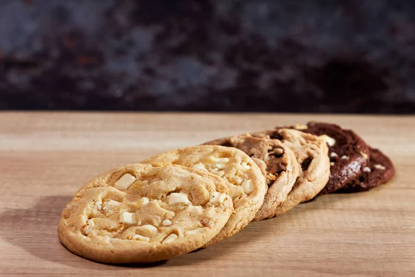 Freshly Homemade Chocolate Cookies Chalkboard Sweet Tasty Food — Fotografia de Stock