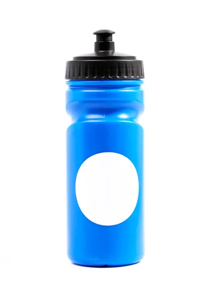 Láhev Modré Vody Izolované Bílém Pozadí Sportovní Koncept — Stock fotografie