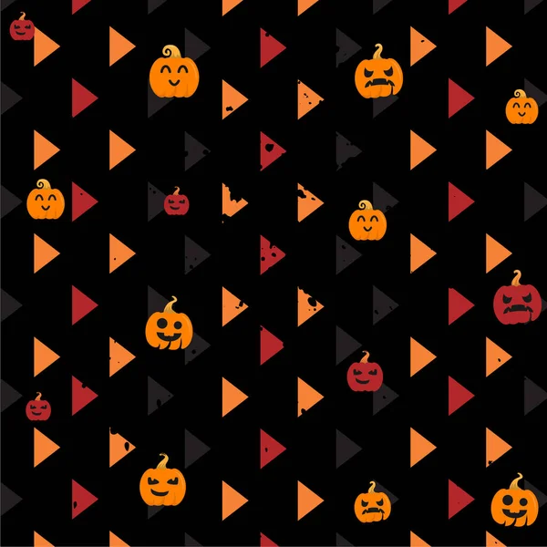 Halloween Pumkin Jack Lanterna Triangolo Grunge Pattern — Vettoriale Stock