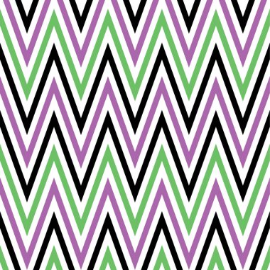 Sembol Mor Yeşil ve Siyah Renkli. Mantis Green, Pearly Purple ve Black Zigzag Deseni Retro Comic Style